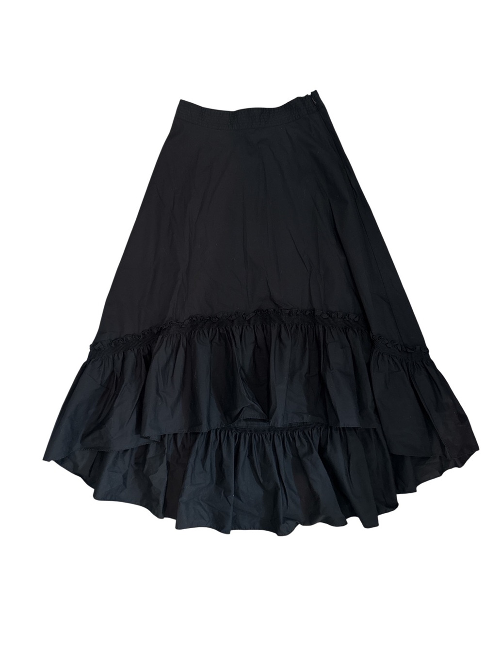 Trina Turk Rosamund Ruffle High-Low Midi Skirt — Dramatic Chic Size 0